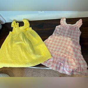Janie and Jack Yellow Eyelet and Pink Gingham Dresses